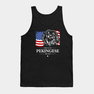 Proud Pekingese Mom American Flag patriotic dog Tank Top